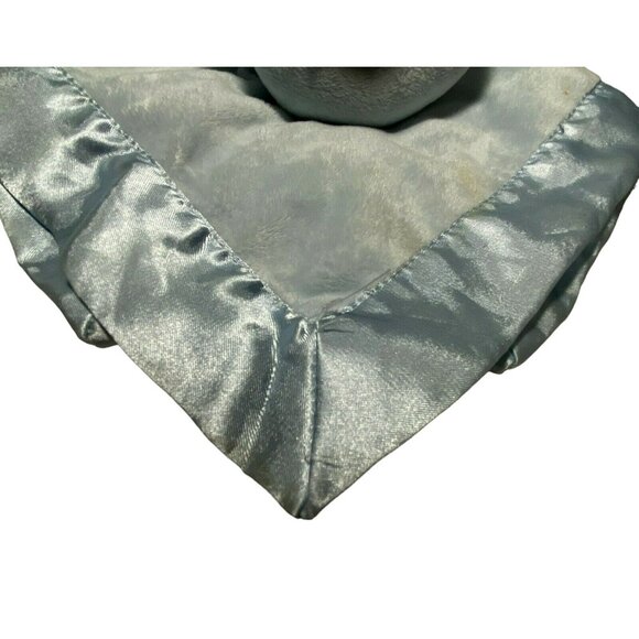 Carters Lovie Rattle Blue Minky & Satin Bear 14" Square Soft Cuddly Baby Toy - Picture 3 of 5